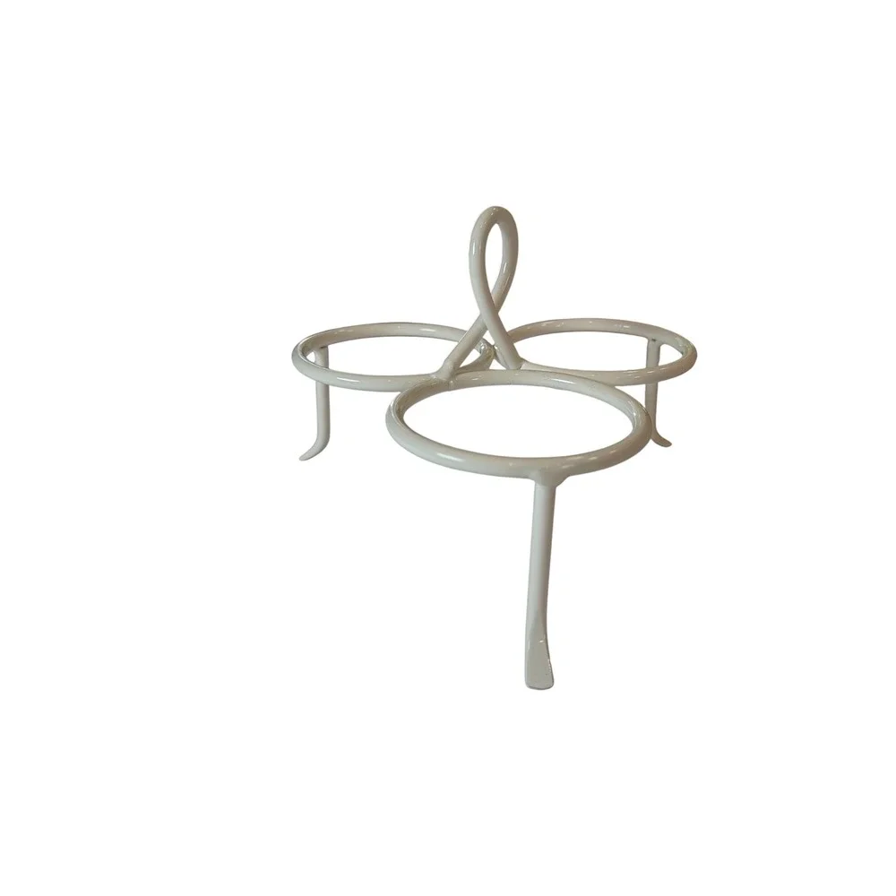 Linens-N-Things Trio Server Hand Painted Ceramic Bowls Striped Snack Set Stand